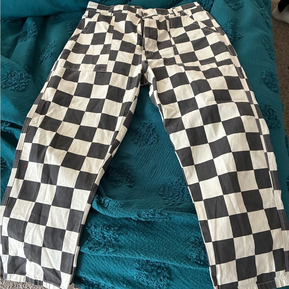 Checkered Black and White Women's Trousers